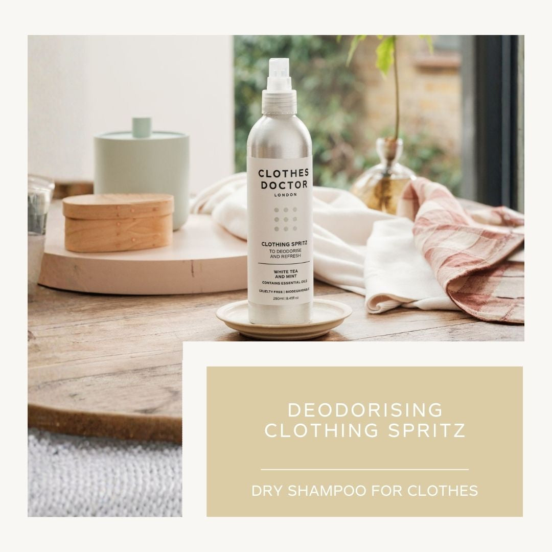 clothing spritz on table