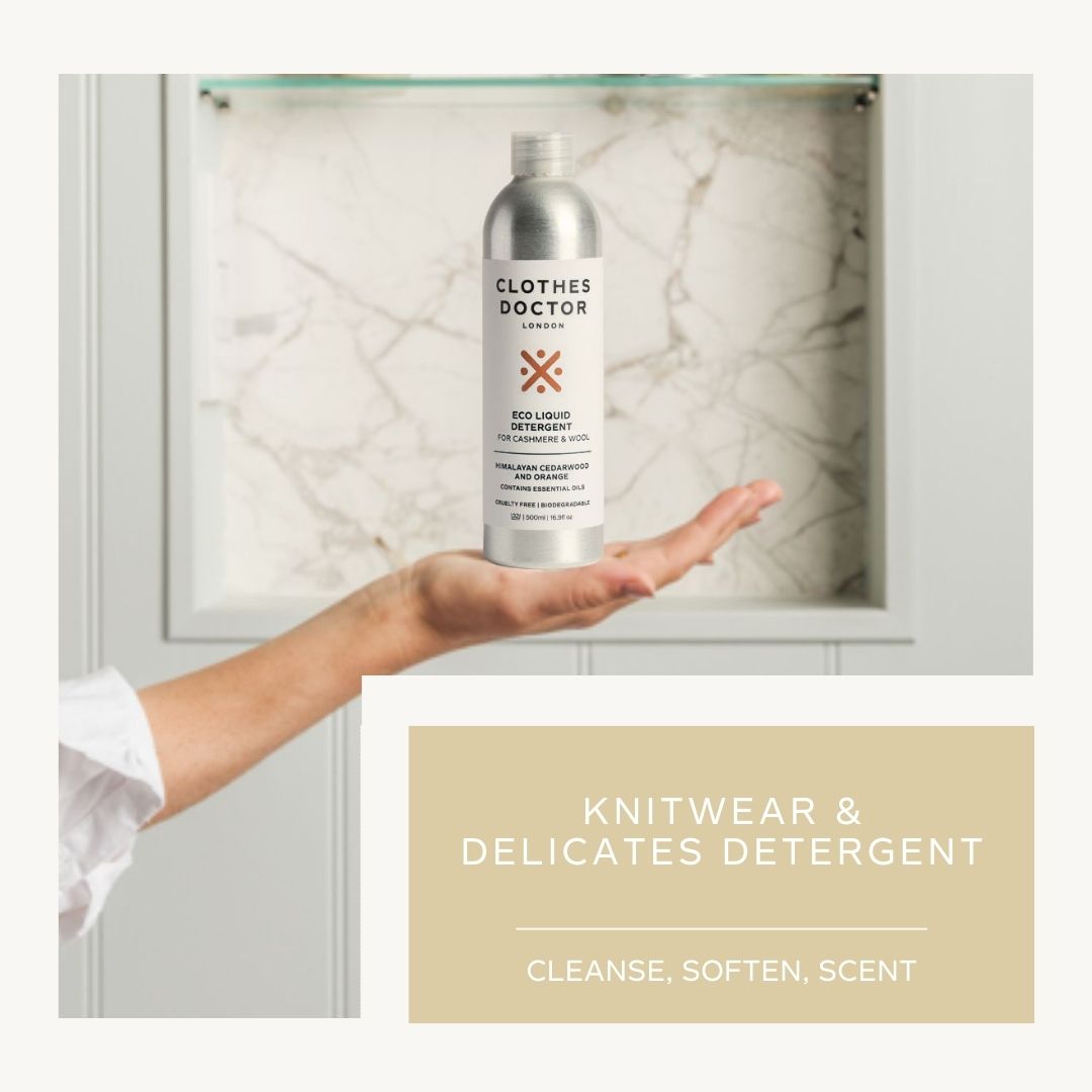 knitwear and delicates detergent in a hand