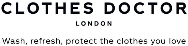 Clothes Doctor London logo with tagline on a white background